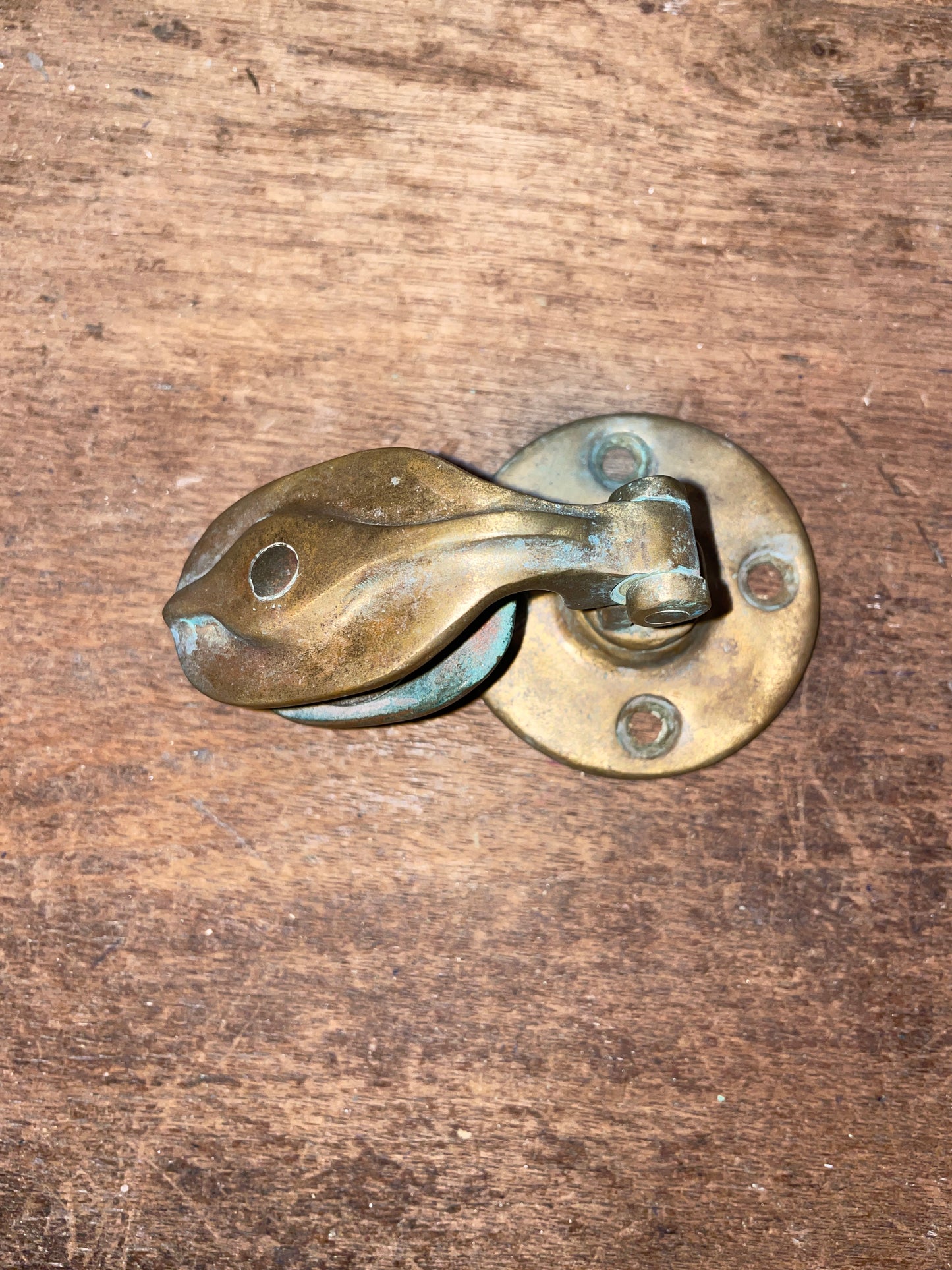 Small Vintage Merriman Bronze Deck Mounted Swivel Snatch Block