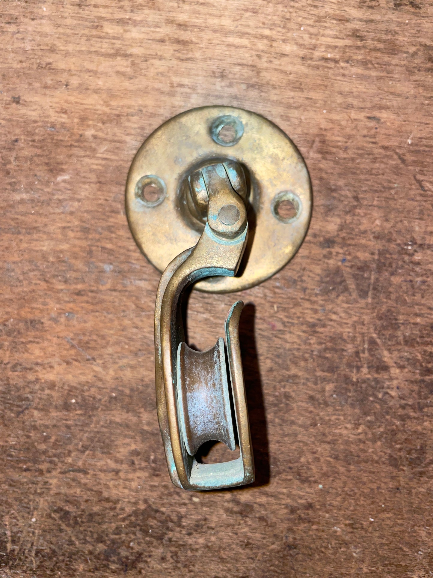 Small Vintage Merriman Bronze Deck Mounted Swivel Snatch Block