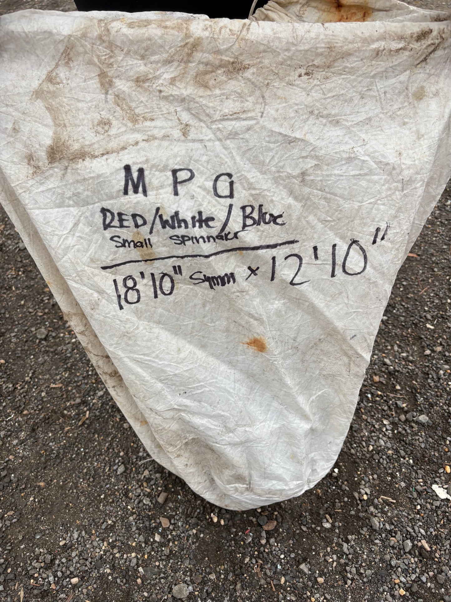 Small Red White & Blue Spinnaker Sail - 18'10" Symmetrical x 12'10" Foot