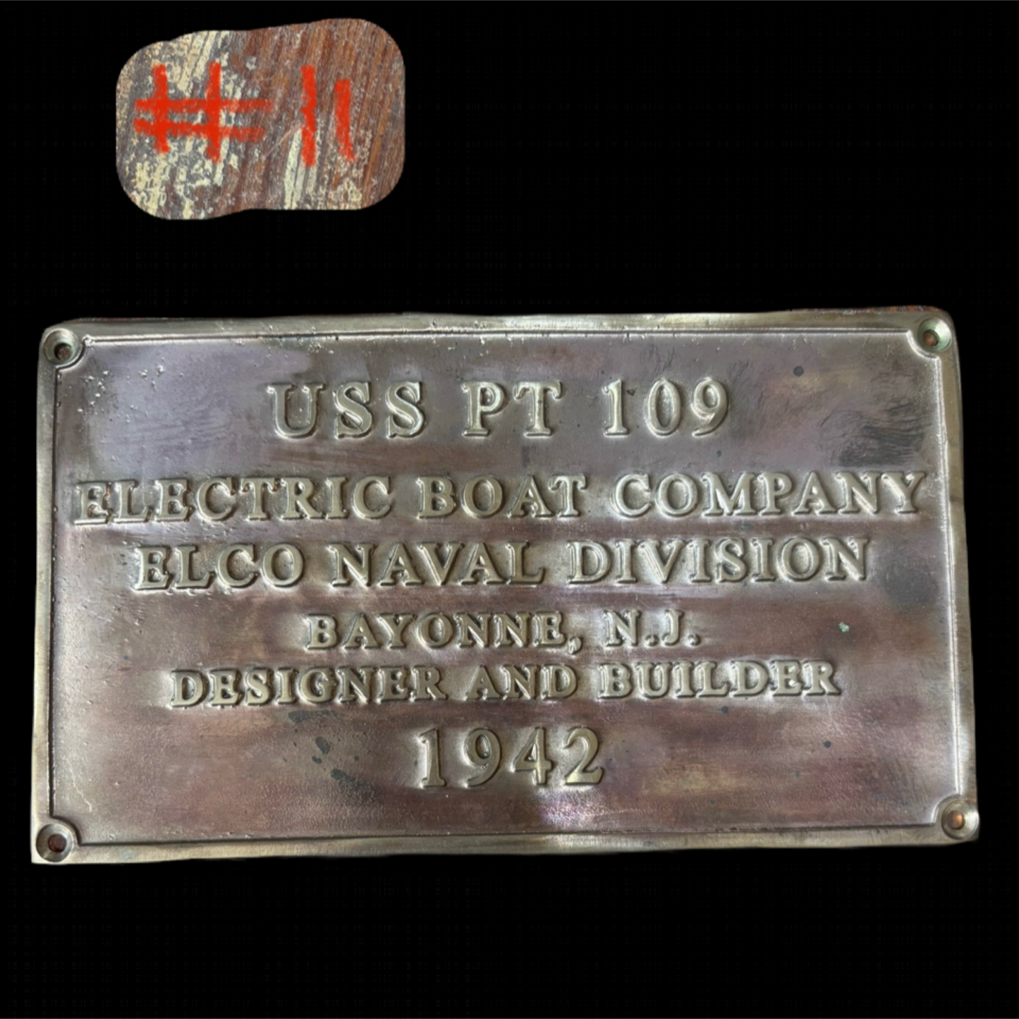 USS PT 109 ELECTRIC BOAT COMPANY ELCO NAVAL DIVISION Plaque