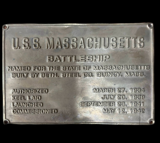 U.S.S. MASSACHUSETTS BATTLESHIP Plate