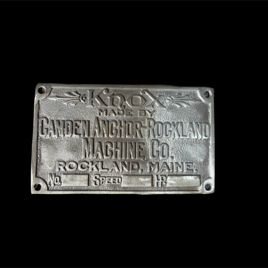 Knox Made BY Camden Anchor Rockland Machine CO. Builders Plate