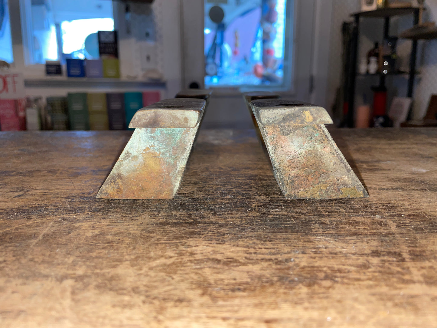 PAIR Vintage Bronze Angled Recess 7 1/2” Rail Cleats