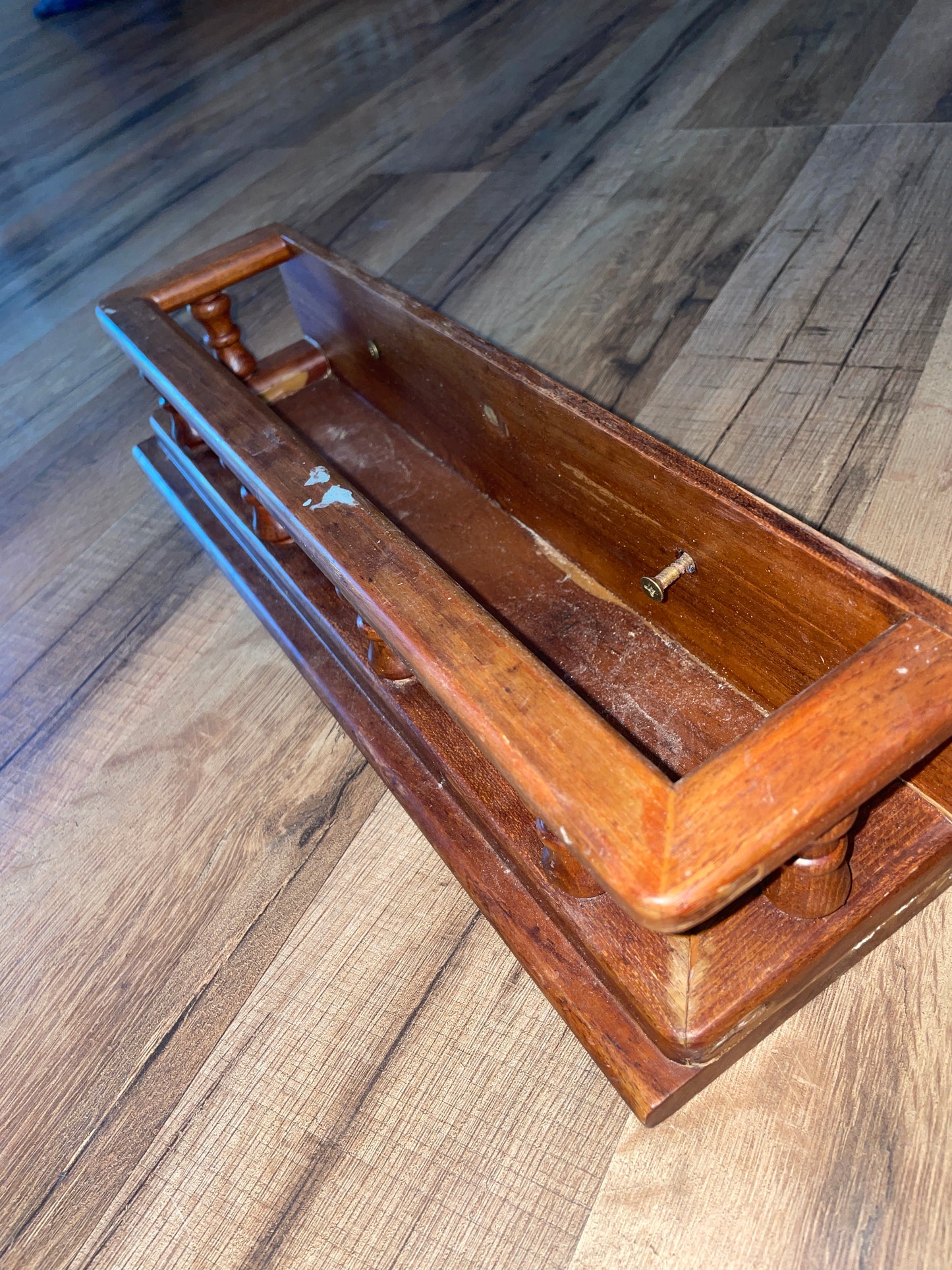 Teak Spindle Wall Organizer