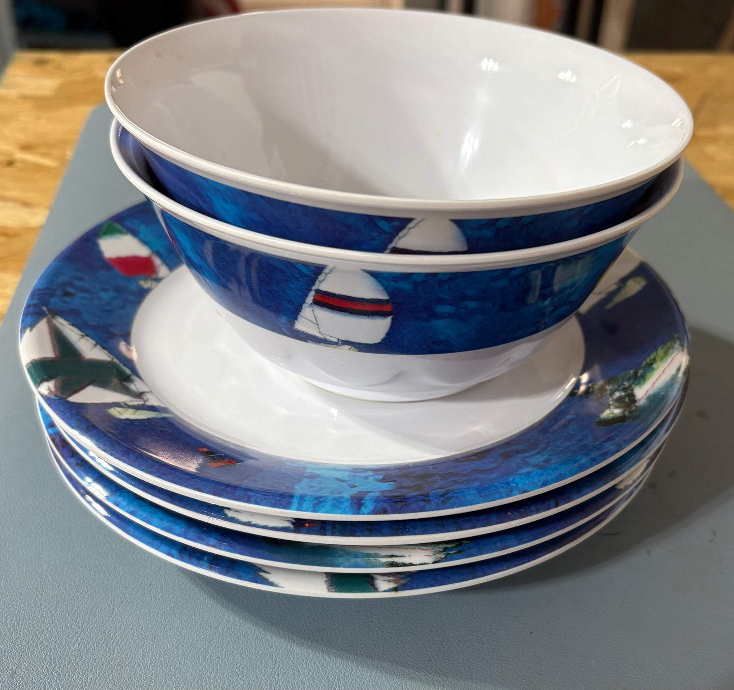 Galley  Plates and Bowls with Sailboat Design