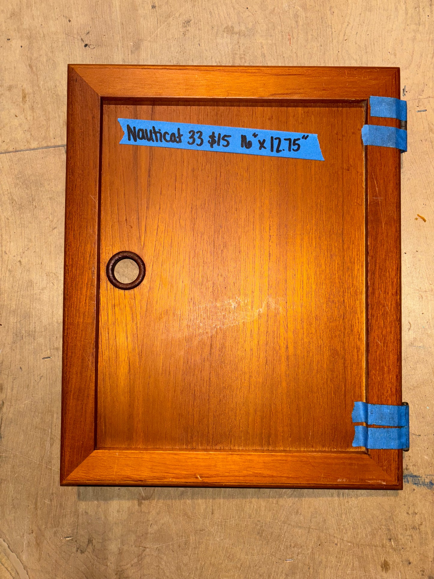 Nauticat 33 Interior Wooden Cabinet Door - 16” Long x 12 3/4” Wide #61