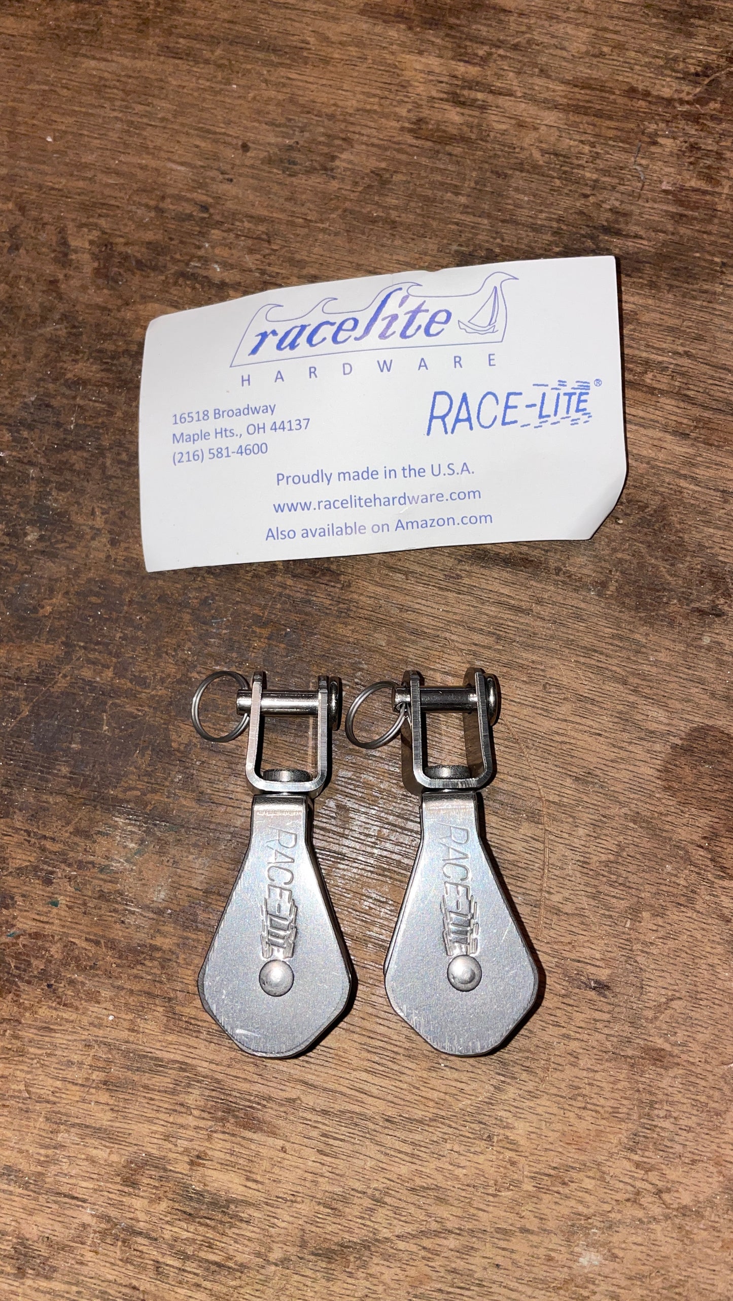 Set Of 2 Racelite 205 Swivel 1” Sheave Shackle Block- 3/8” Line NEW