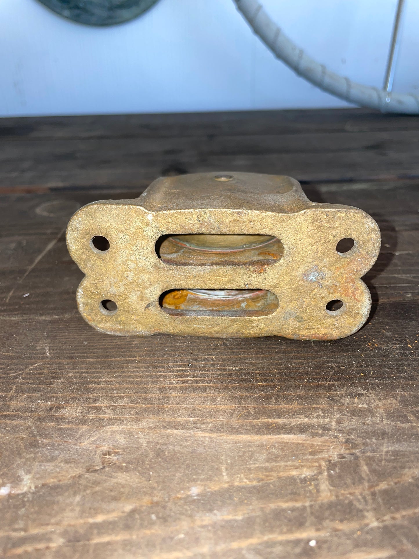 Solid Brass Double 2 1/4” Sheave Cheek Block- 1/2” Line