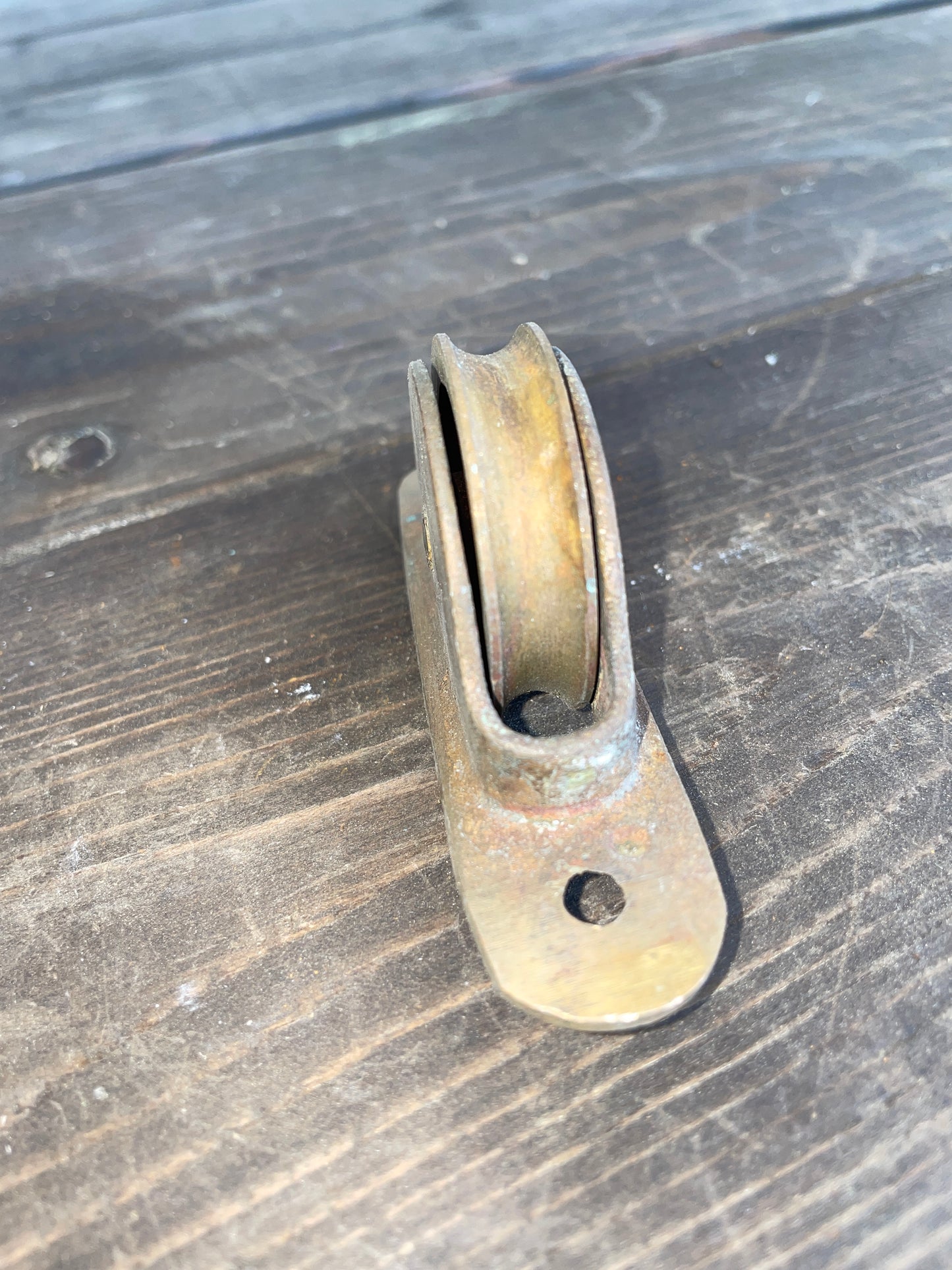 Vintage Brass Mast Block1 5/8” Sheave- 5/16” Line