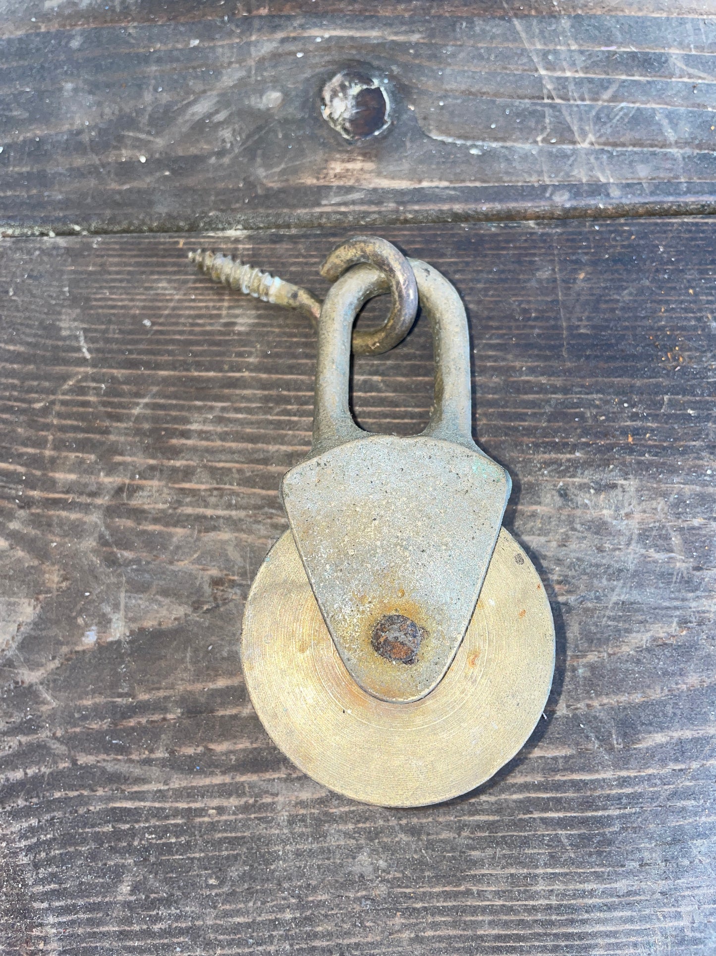 Vintage Brass Block With A 2” Sheave - 3/8” Line