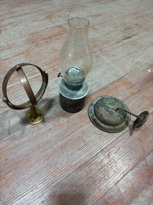Vintage Bronze Oil Lamp