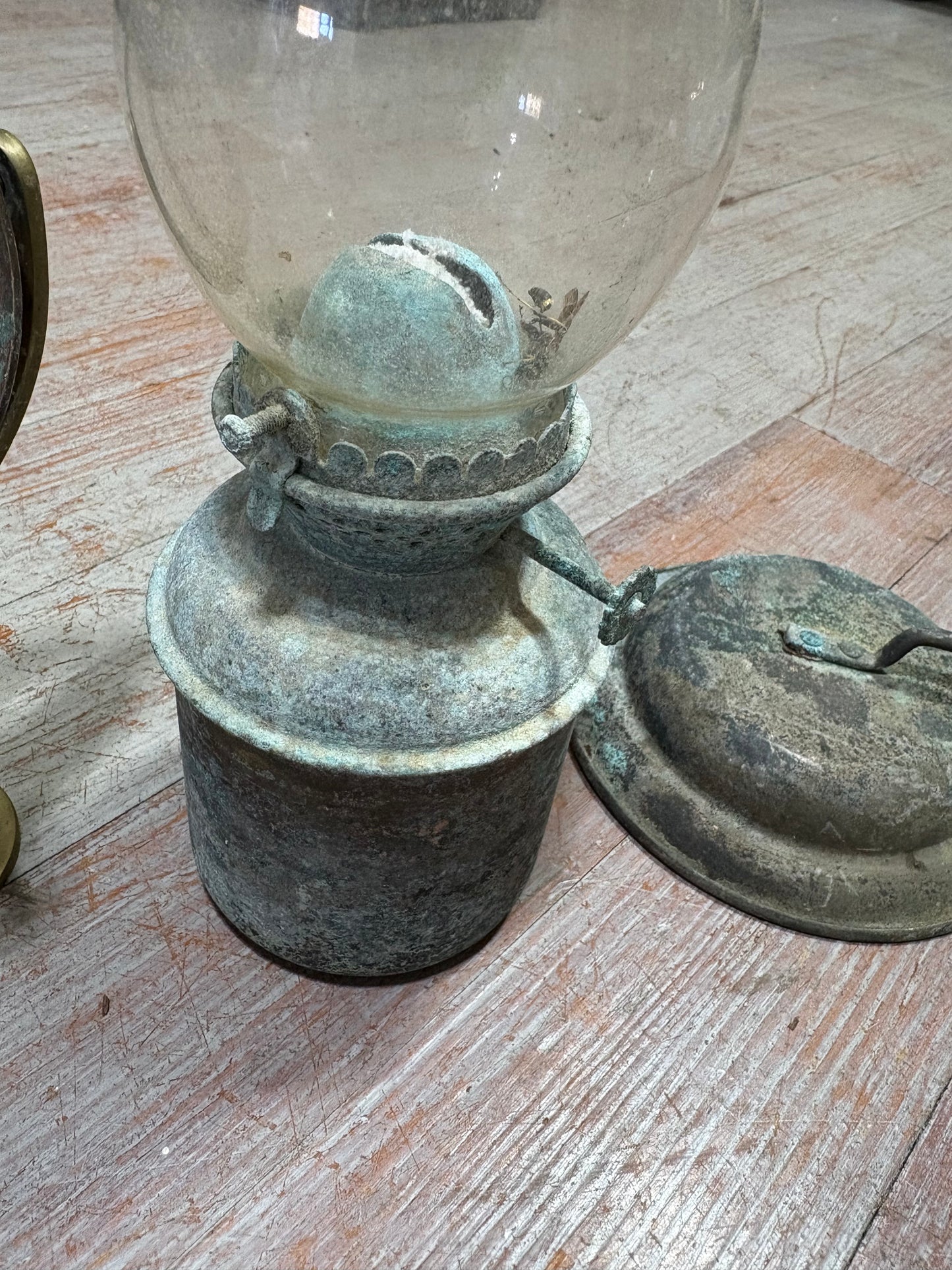 Vintage Bronze Oil Lamp