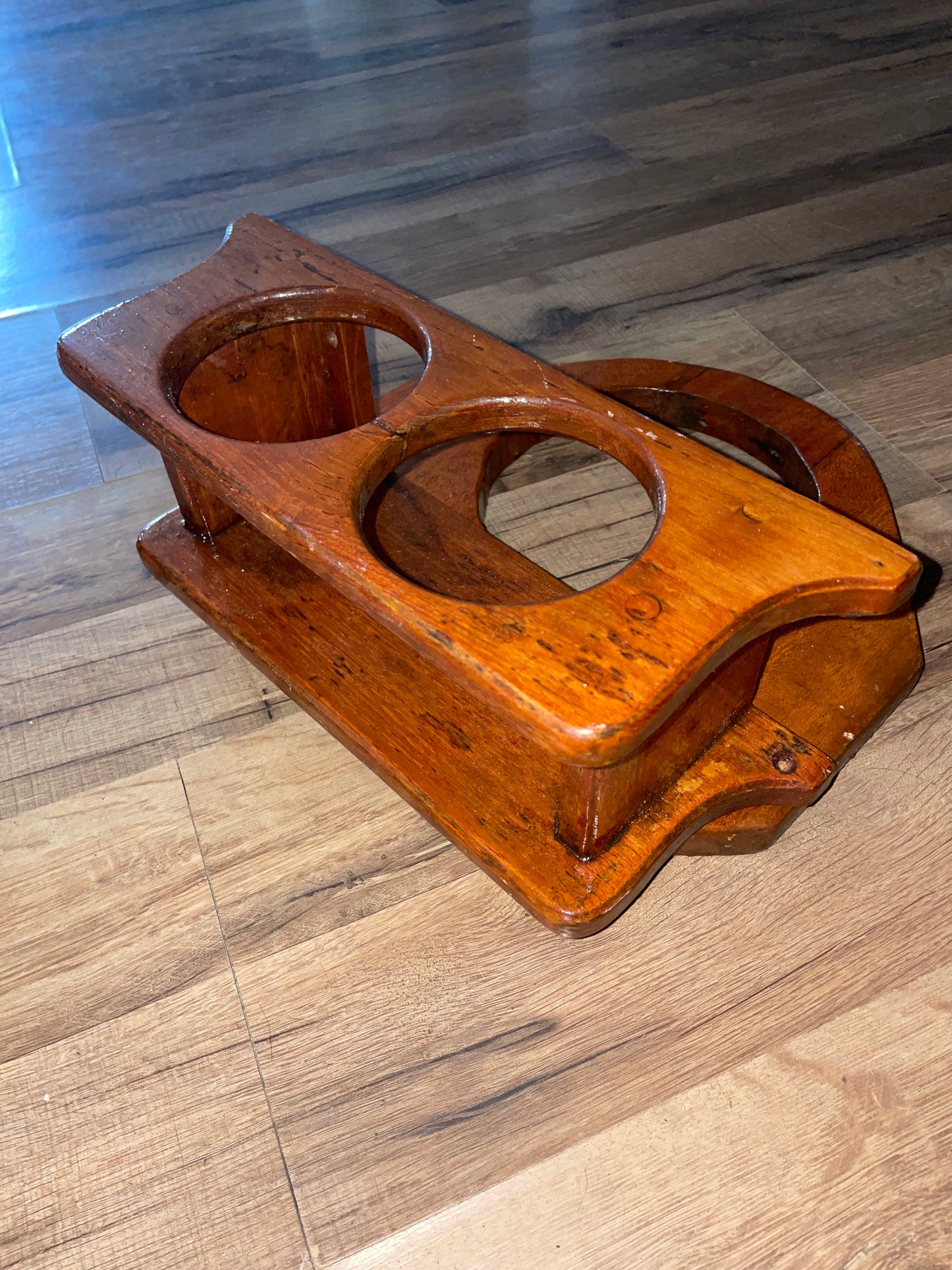 Teak Cup Holder With Pedestal Mounting