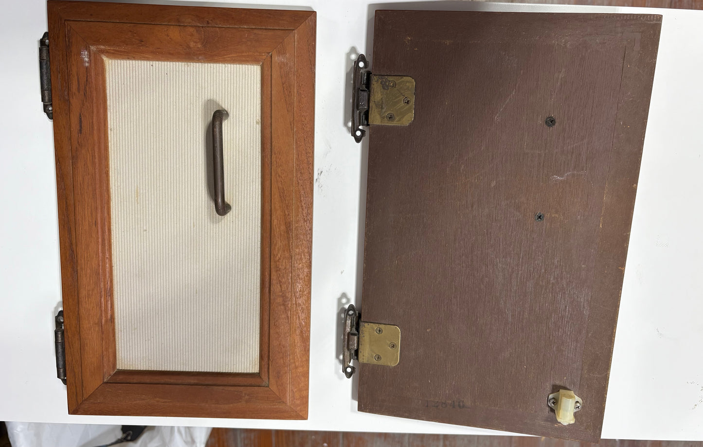 Teak wood Cabinet Doors with White Inlay (pair) #240