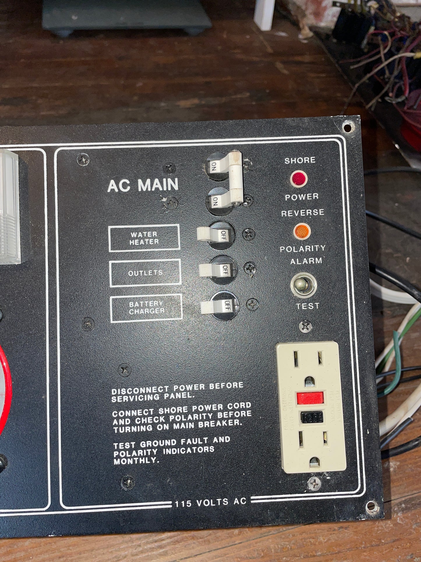 Large 12 Switch 12V DC; 5 Switch 115V AC Electrical Panel