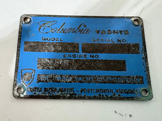 Columbia Yachts Builders plate