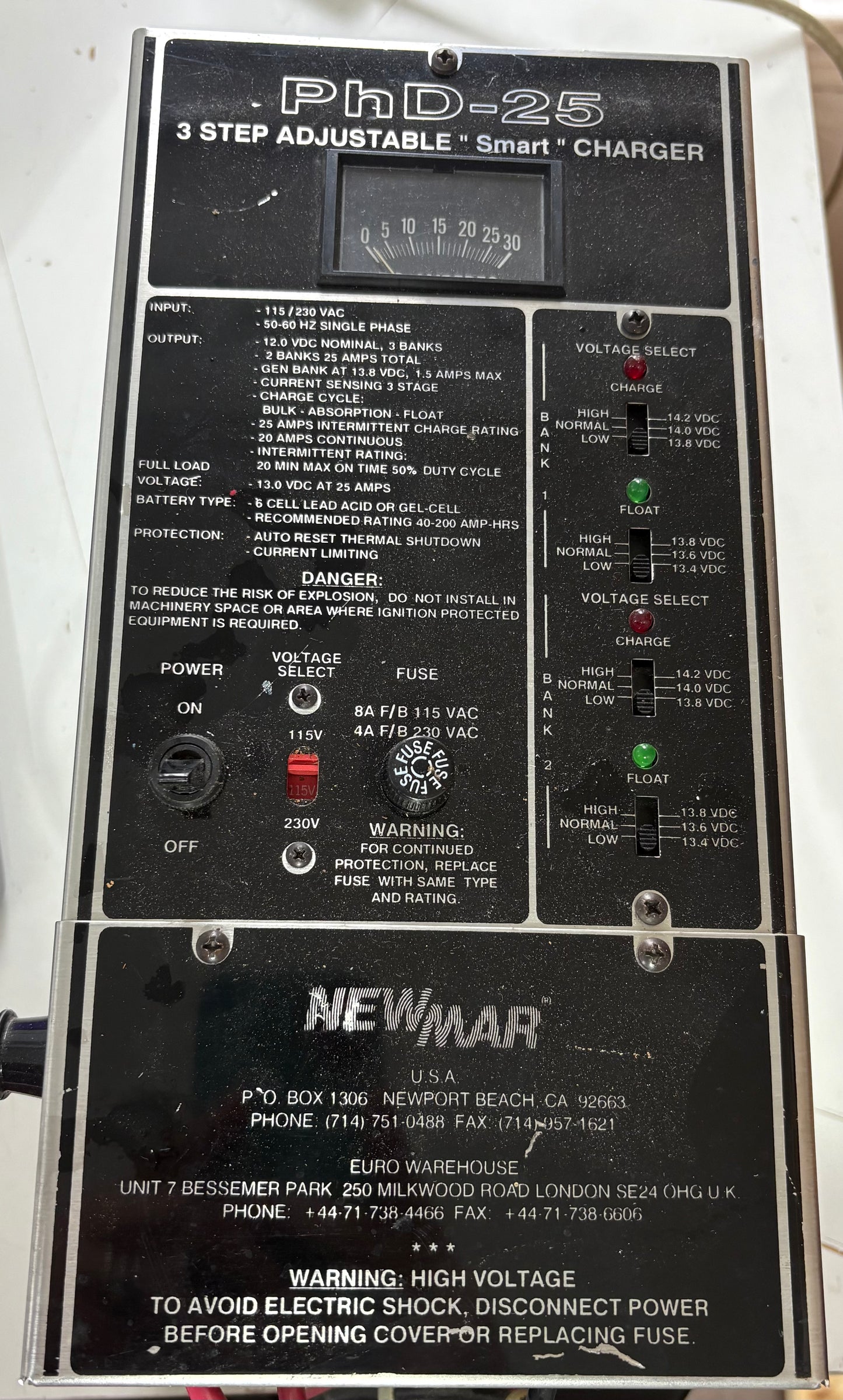 NEWMAR PhD-25 3 Step Adjustable "Smart" Charger S/N F108