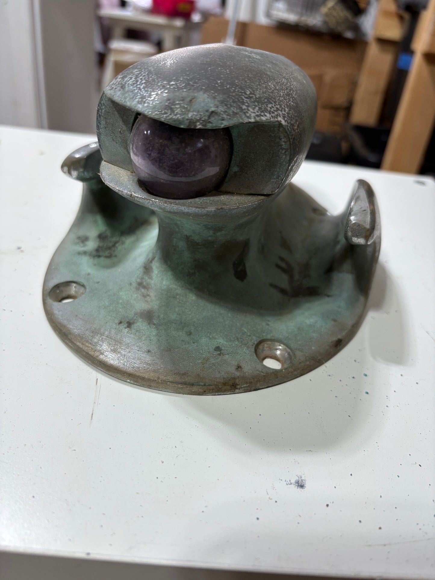 Vintage Chromed Bronze Chris Craft Bow Light/Cleat