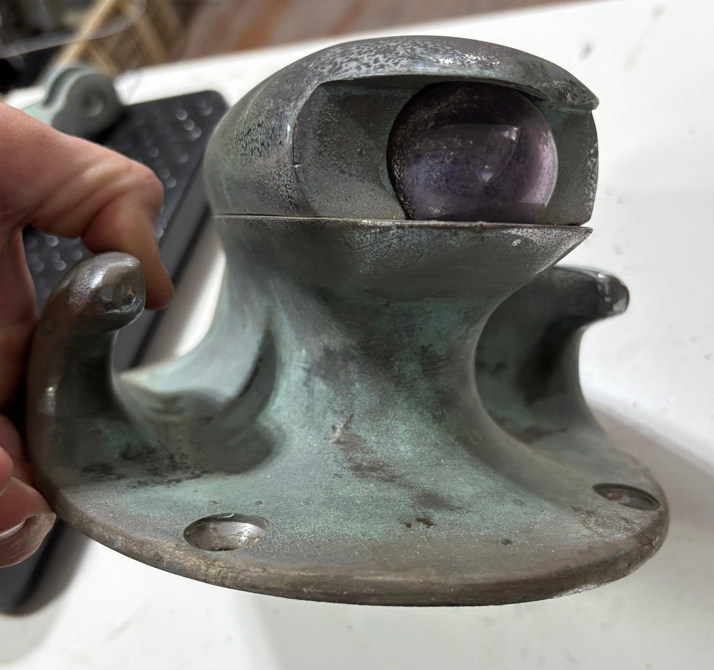 Vintage Chromed Bronze Chris Craft Bow Light/Cleat