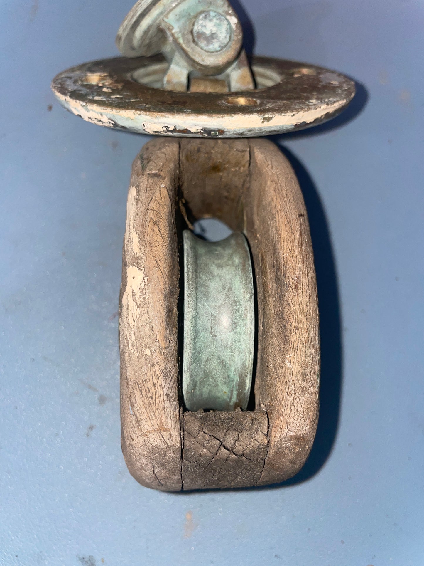 Vintage Wooden & Bronze Merriman Swivel Base Block - 1/2" Line - 1934 Eisenhower 50'