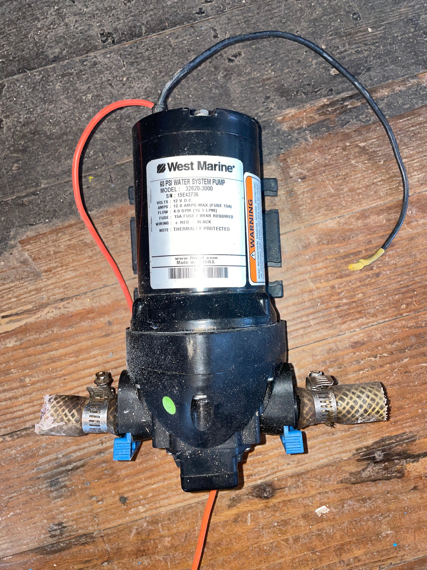 West Marine 60 PSI Water System Pump Model 326203000 UNTESTED