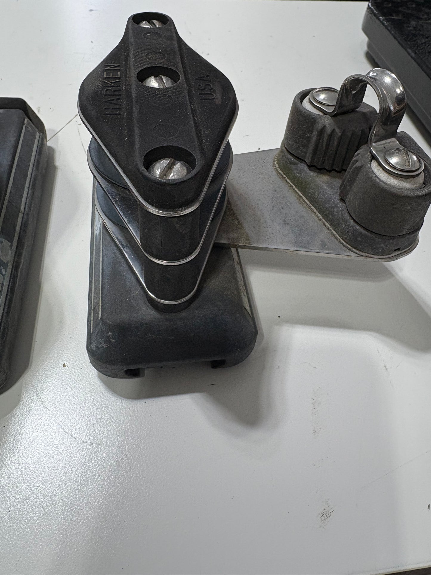 Harken Track  Car Stops  with Double Block and Cam Cleats (Pair)