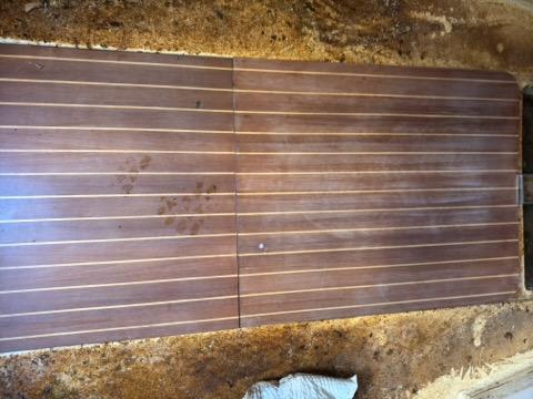 Teak & Holly Marine Plywood Floor - 23" Wide x 78" Length - Pearson 27 -- #291