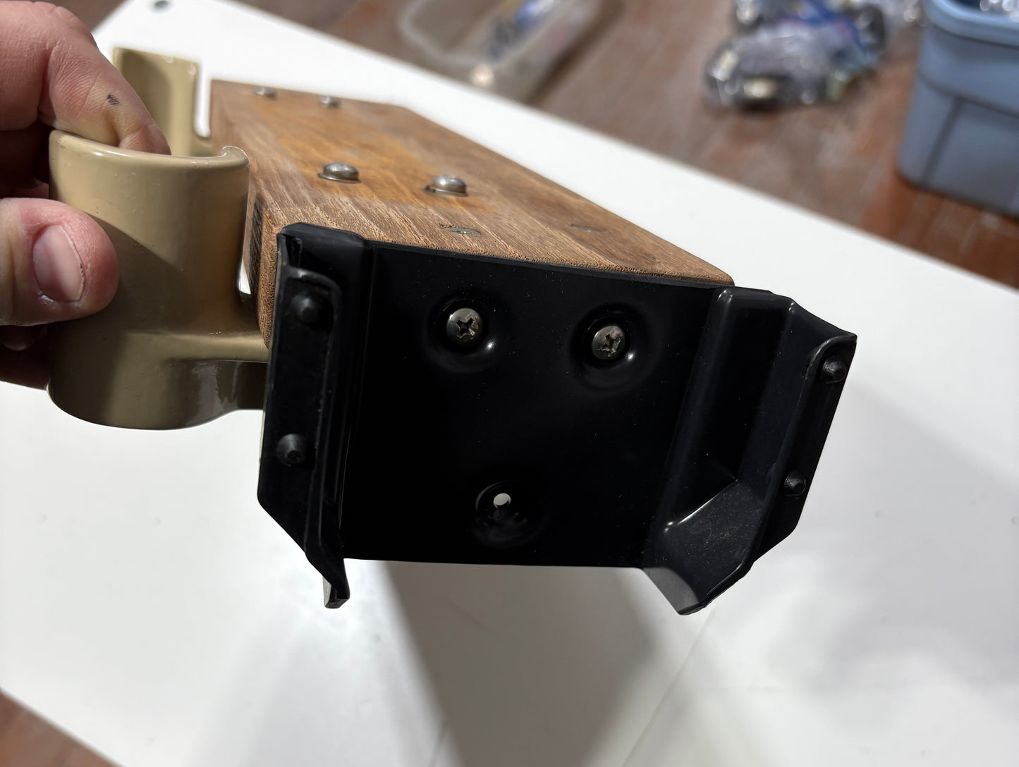 Teak Pedestal Shelf with Edson B-424-2 Brackets