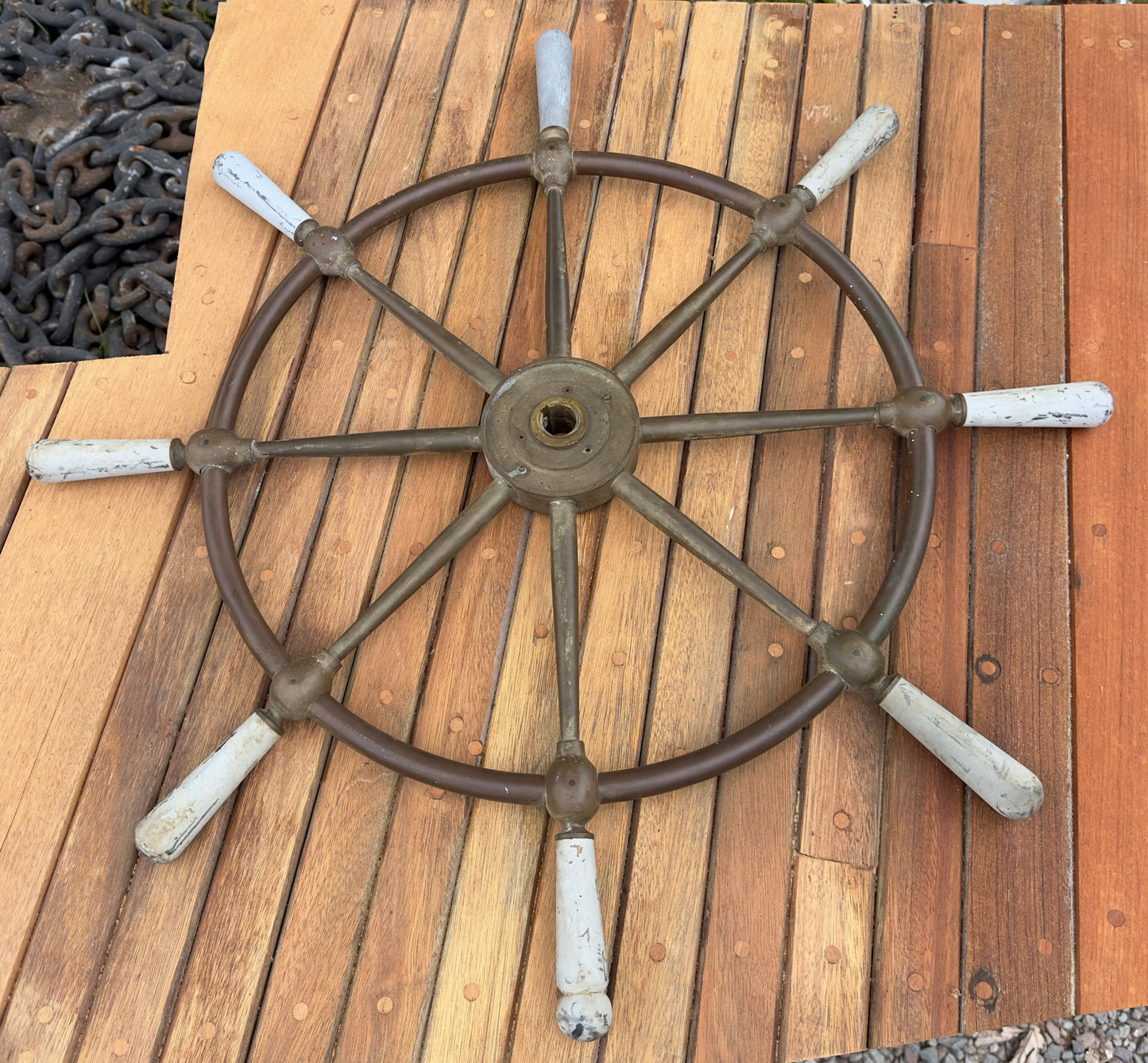 Vintage Bronze 30.25” Spoked Wheel W/1” Keyed Bore