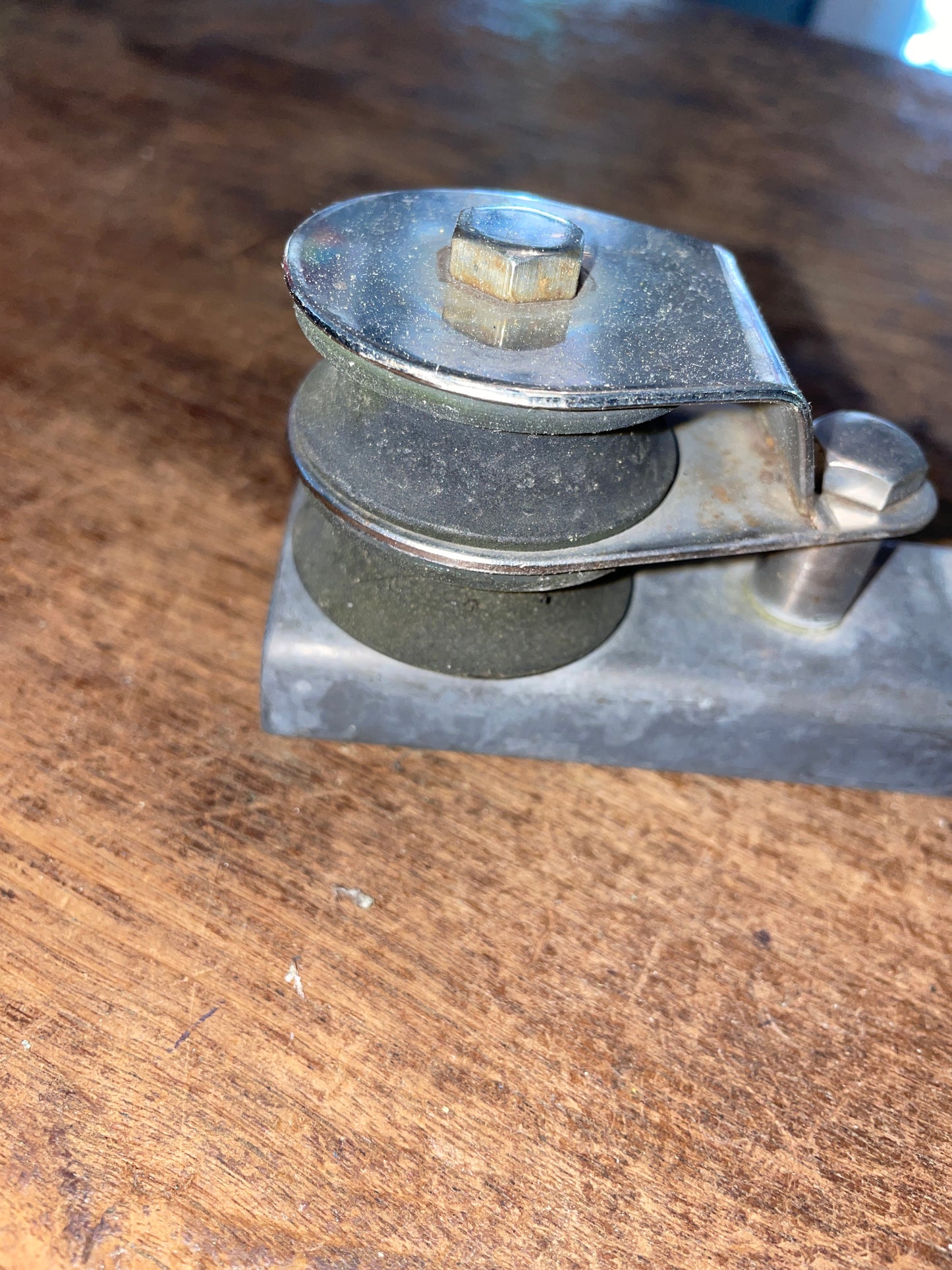Pair Stainless Sheet Block With Double Block Track Car- 1” Track Size; 7/16” Line