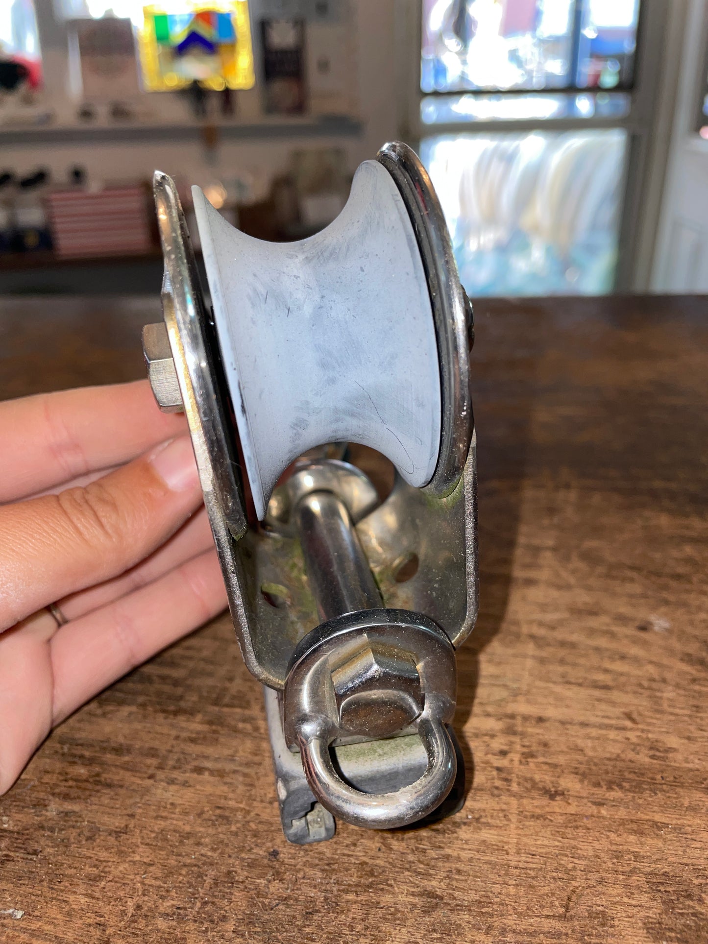 Pair Stainless Sheet Block With Double Block Track Car- 1” Track Size; 7/16” Line