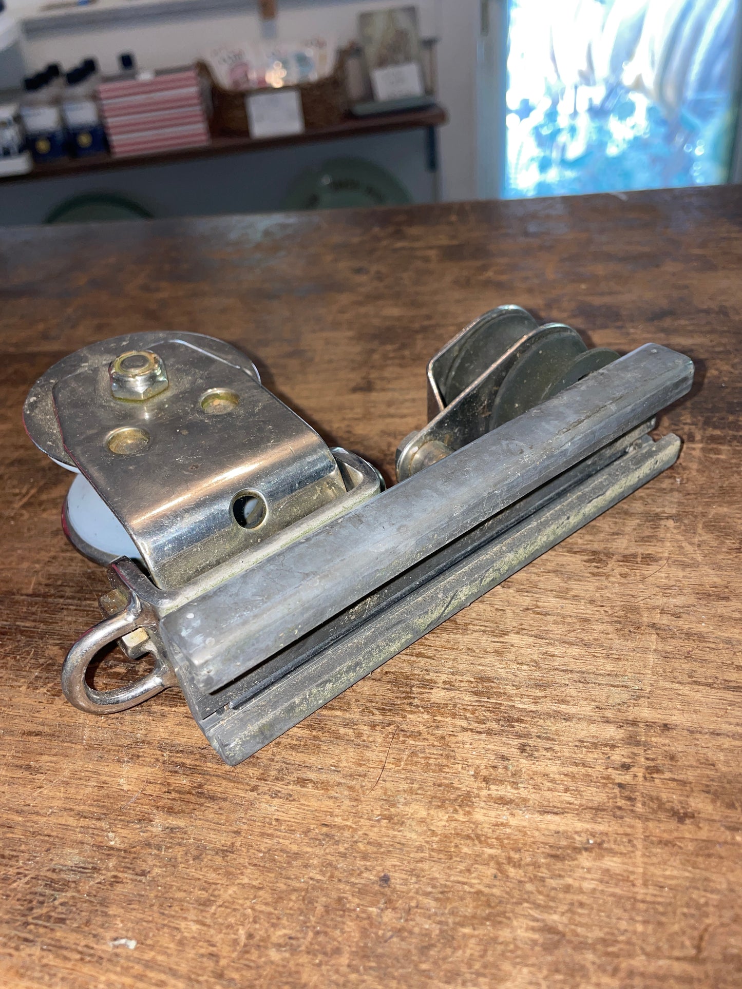 Pair Stainless Sheet Block With Double Block Track Car- 1” Track Size; 7/16” Line