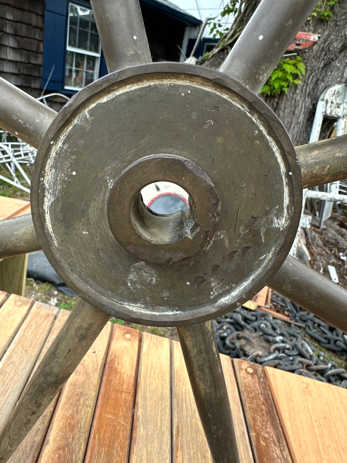 Vintage Bronze 30.25” Spoked Wheel W/1” Keyed Bore