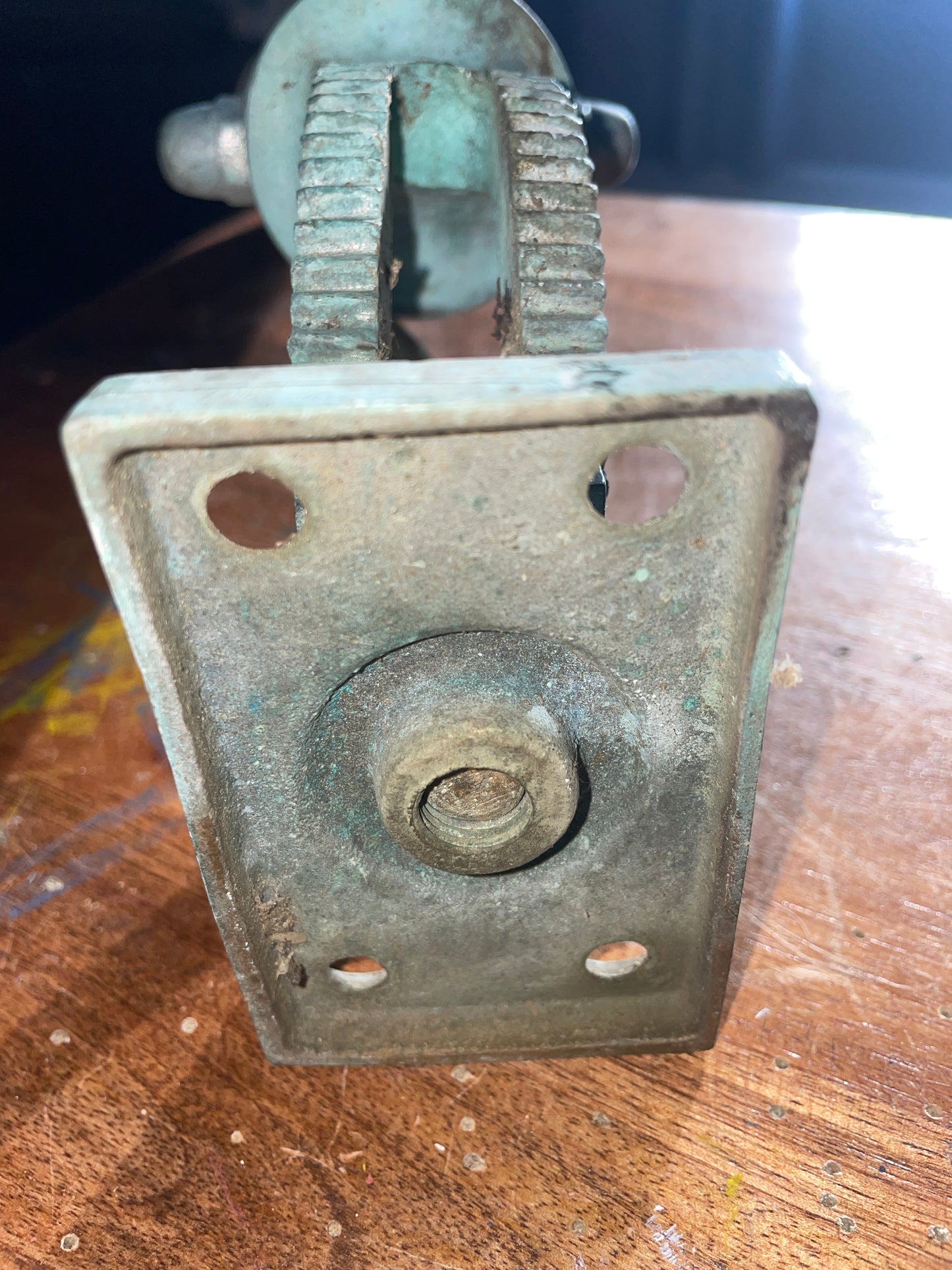 Vintage Bronze Adjustable Fishing Rod Holder - Great Condition