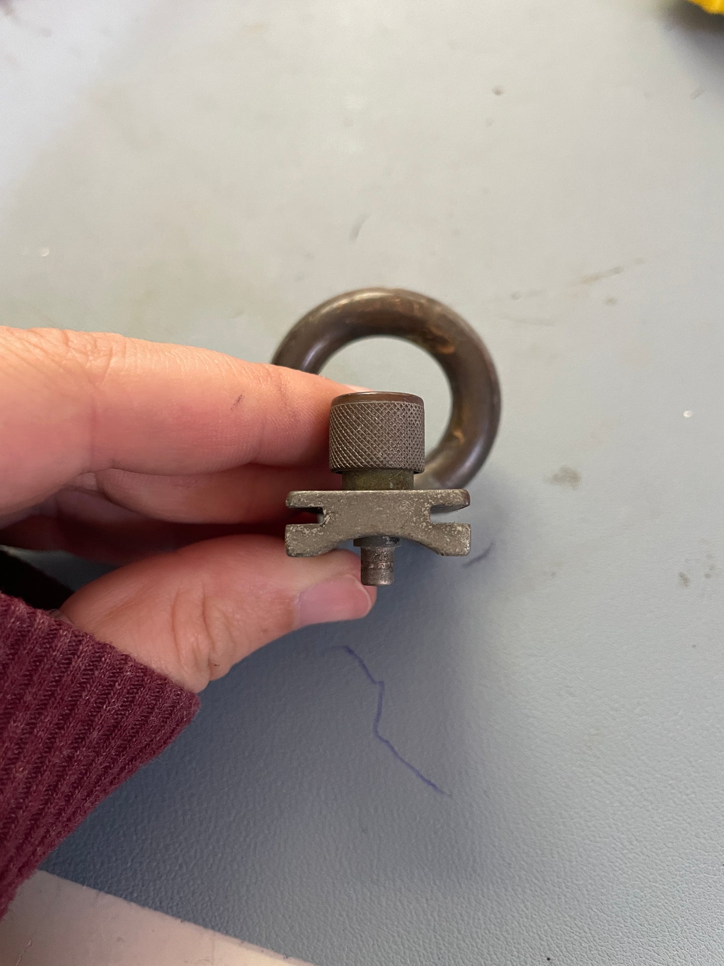 Vintage Bronze Mast Ring Track Car - 7/8" Track Width - 1" Ring