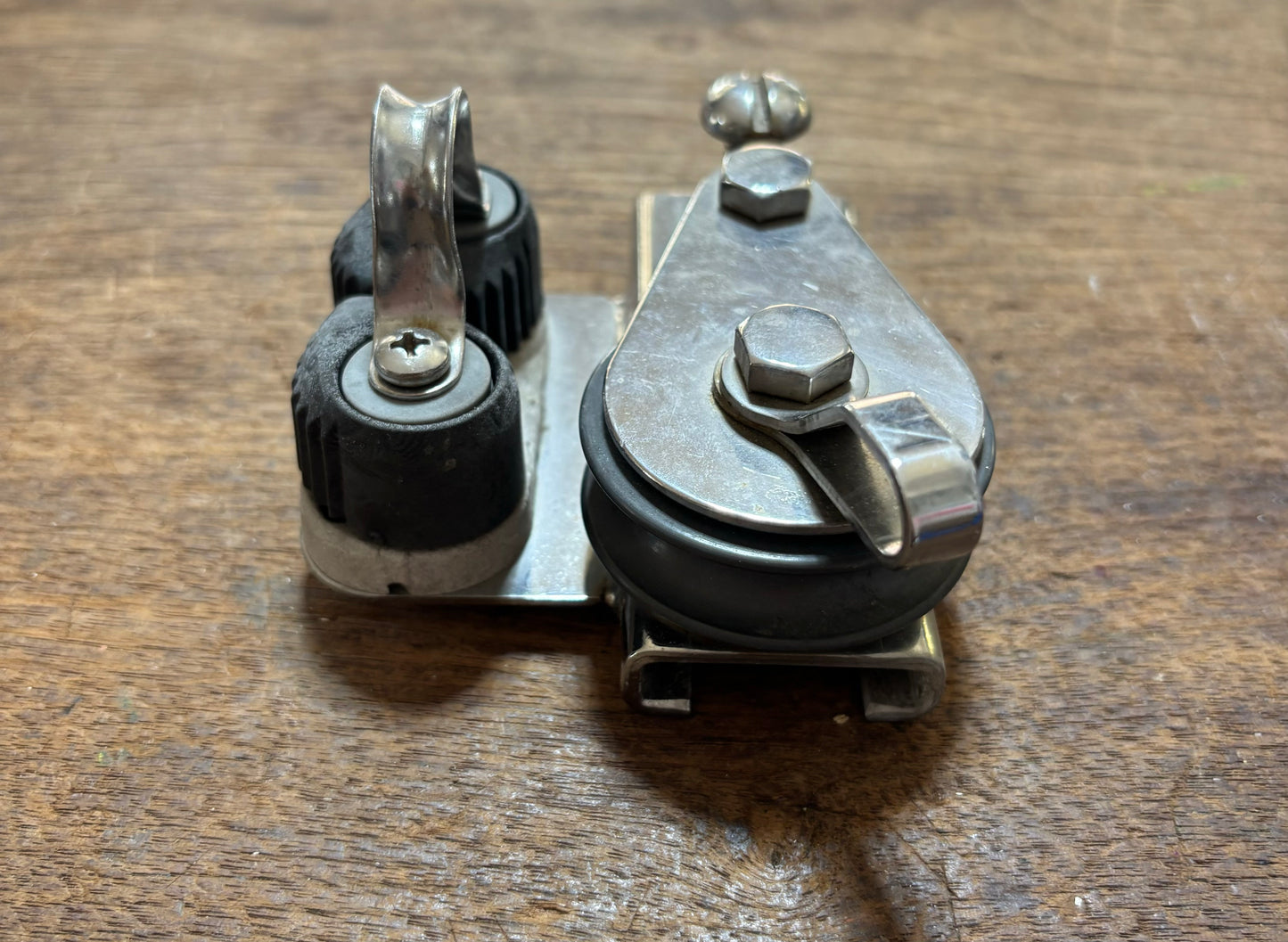Stainless Steel Screw Top Track Car Single Block With Ronstan Cam Cleat - 1 1/4” Track