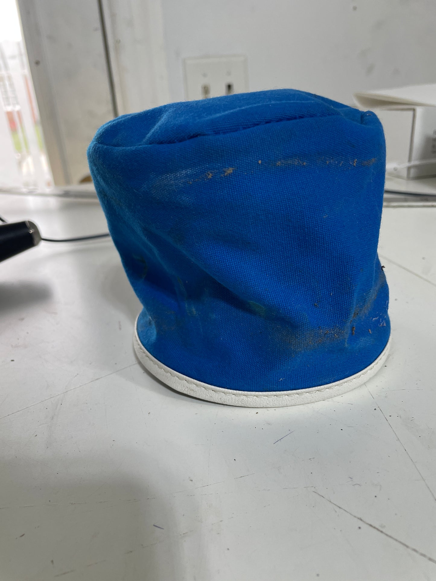 Small Blue Canvas Winch Cover - 4 1/2" Diameter x 4" Tall