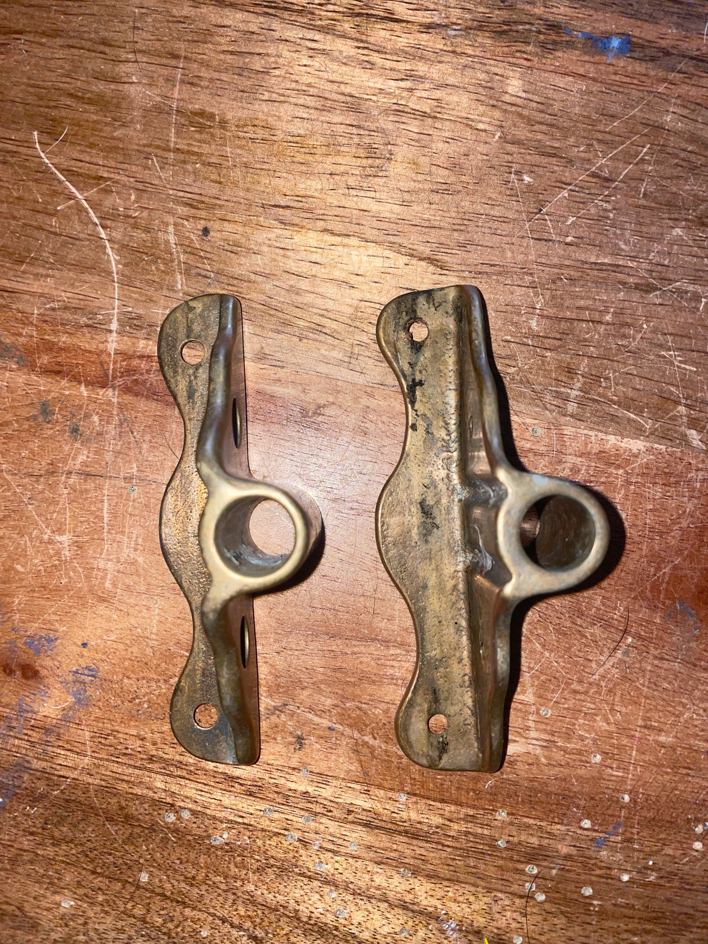 PAIR Bronze Oar Locks With Edge Socket Mounting