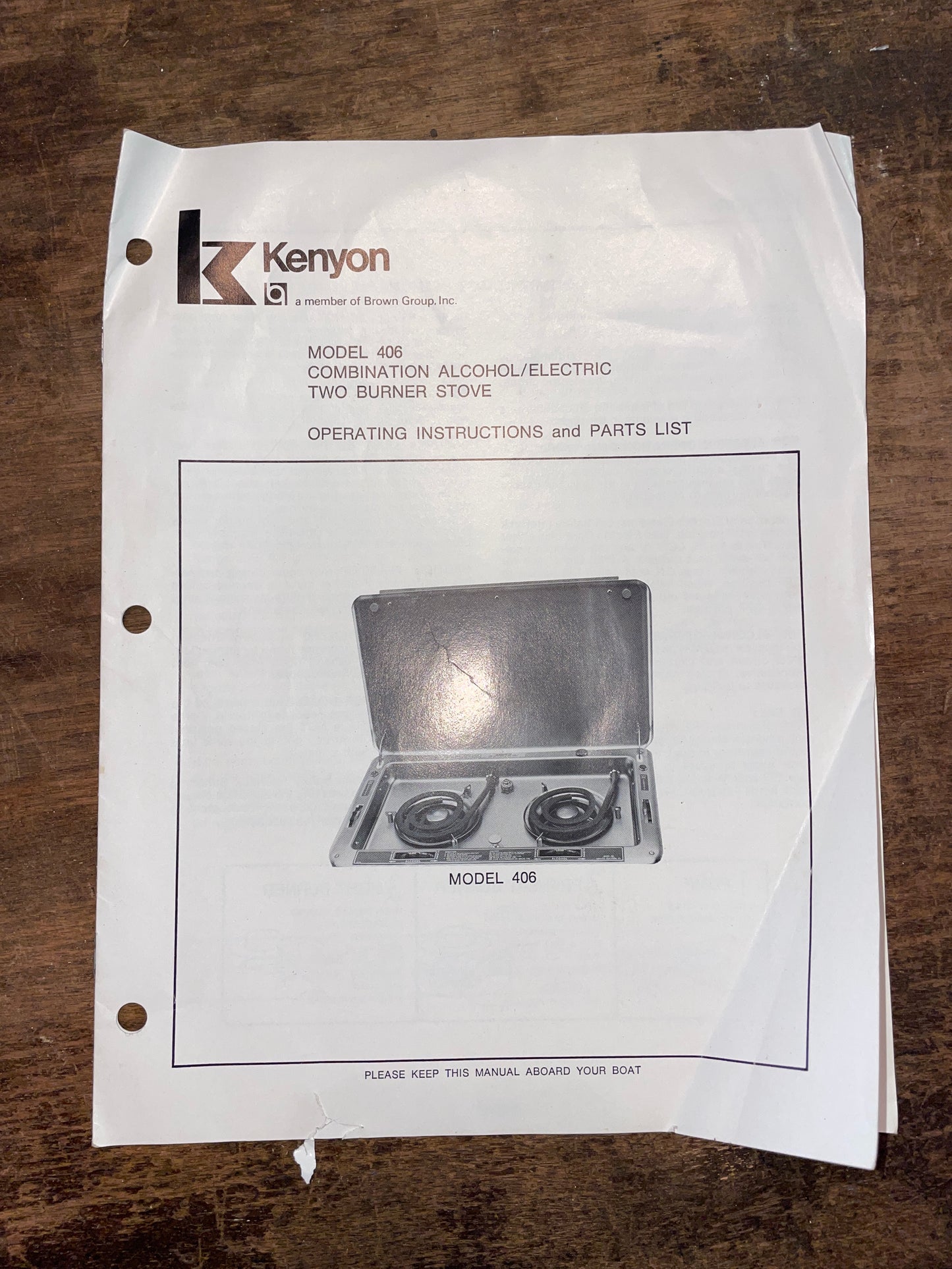 Kenyon 2 Burner Combination Alcohol/Electric Stove Model 406