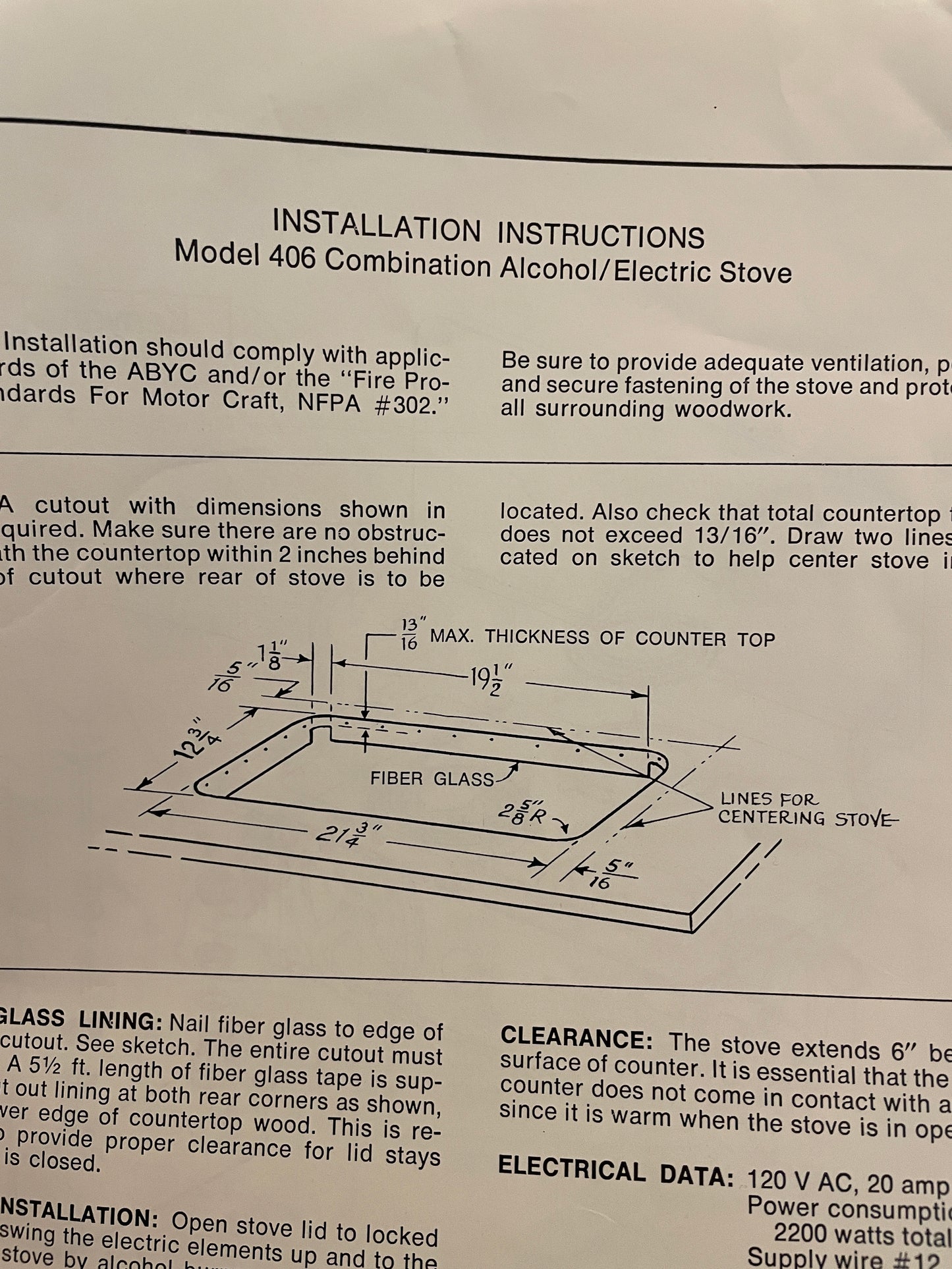Kenyon 2 Burner Combination Alcohol/Electric Stove Model 406 Sailboat