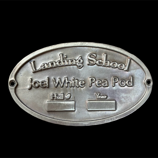 Landing school Joel white pea pod builders plate
