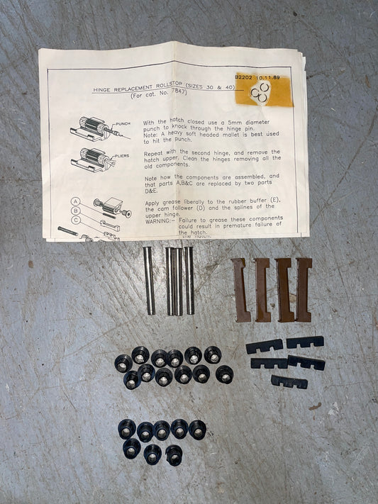 Mechanical parts and a manual on a metallic surface