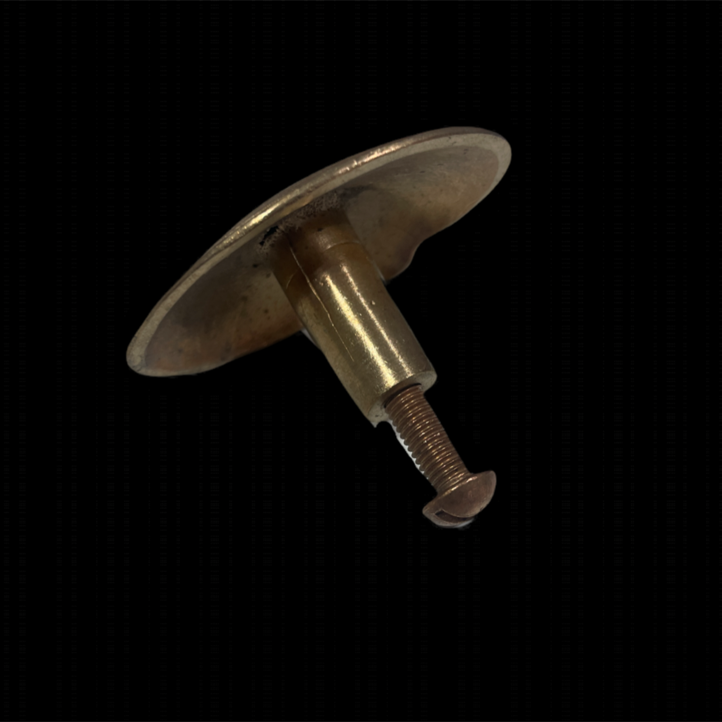 Metal screw with a round head on a black background