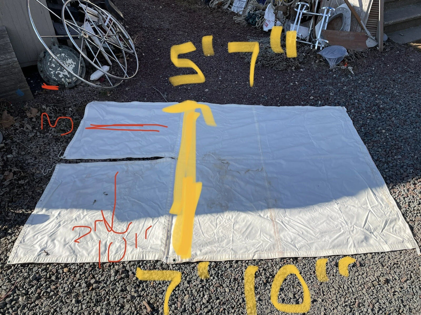 White Bimini extension with zippered cutout for backstay