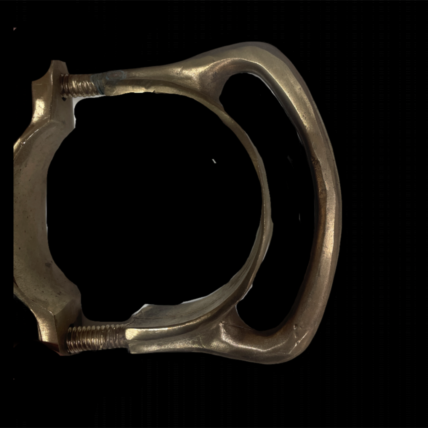 Metal ring with a bolt on a black background