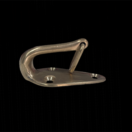 Metallic hook on a black background
