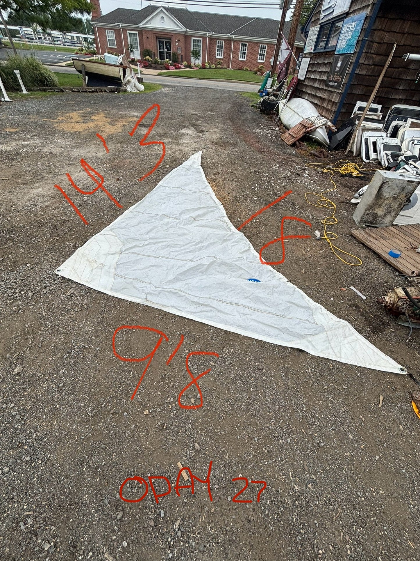 small ODay 27 jib sail with measurements