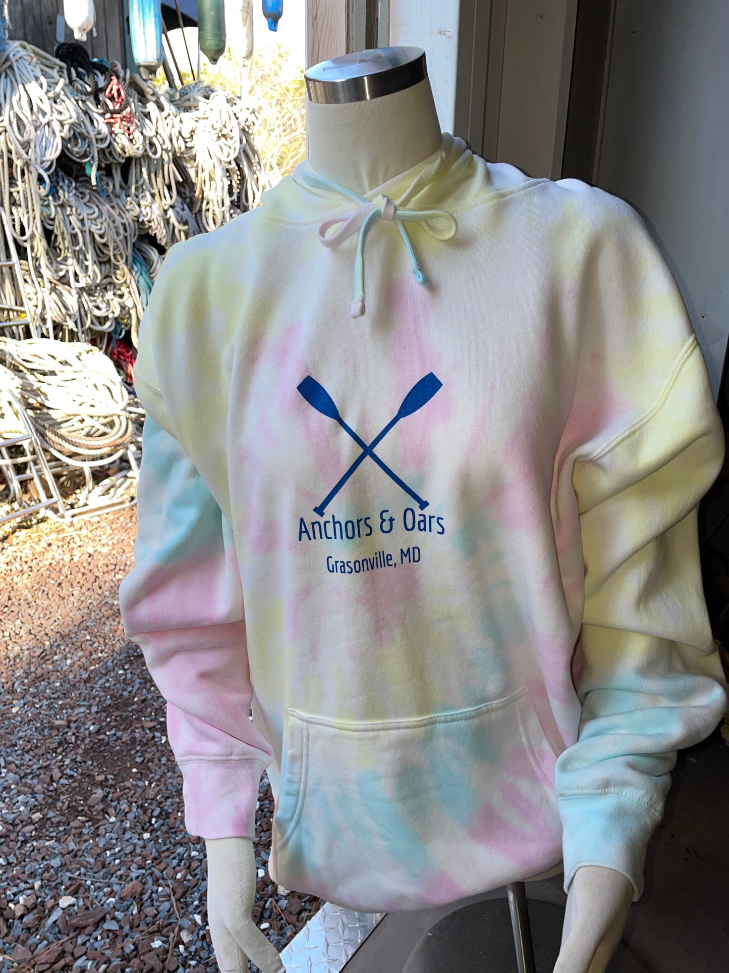 Anchors & Oars Tie-Dye Hoodie Sweatshirt