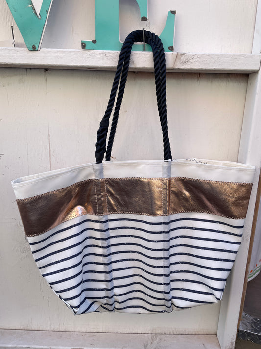 Sea Bags Maine Rose Gold Mariner Stripe Large Tote