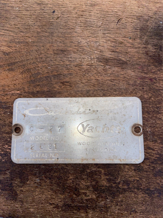 Catalina 27 Builders Plate